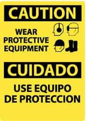 NMC - "Caution - Wear Protective Equipment", 14" Long x 10" Wide, Aluminum Safety Sign - Rectangle, 0.04" Thick, Use for Accident Prevention - Apex Tool & Supply