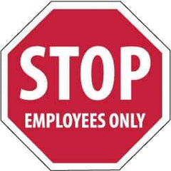 NMC - "Stop - Employees Only", 12" Wide x 12" High, Plastic Stop & Yield Signs - 0.05" Thick, White on Red, Octagon, Wall Mount - Apex Tool & Supply