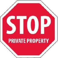 NMC - "Security Notice - Stop - Private Property", 12" Long x 12" Wide, Rigid Plastic Safety Sign - Hexagon, 0.05" Thick, Use for Security & Admittance - Apex Tool & Supply