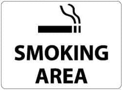 NMC - "Smoking Area", 10" Long x 14" Wide, Rigid Plastic Safety Sign - Rectangle, 0.05" Thick, Use for Smoking Regulations - Apex Tool & Supply