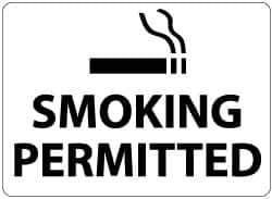NMC - "Smoking Permitted", 14" Long x 20" Wide, Rigid Plastic Safety Sign - Rectangle, 0.05" Thick, Use for Smoking Regulations - Apex Tool & Supply