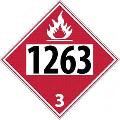 NMC - DOT - Shipping & Vehicle - 1263, 10-3/4" Wide x 10-3/4" High, Rigid Plastic Placard - Black & Yellow on White, UV Resistant, Chemical Resistant, Graffiti Proof - Apex Tool & Supply