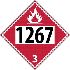 NMC - DOT - Shipping & Vehicle - 1267, 10-3/4" Wide x 10-3/4" High, Rigid Plastic Placard - Black & Yellow on White, UV Resistant, Chemical Resistant, Graffiti Proof - Apex Tool & Supply