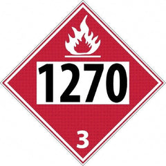 NMC - DOT - Shipping & Vehicle - 1270, 10-3/4" Wide x 10-3/4" High, Rigid Plastic Placard - Black & Red on White, UV Resistant, Chemical Resistant, Graffiti Proof - Apex Tool & Supply