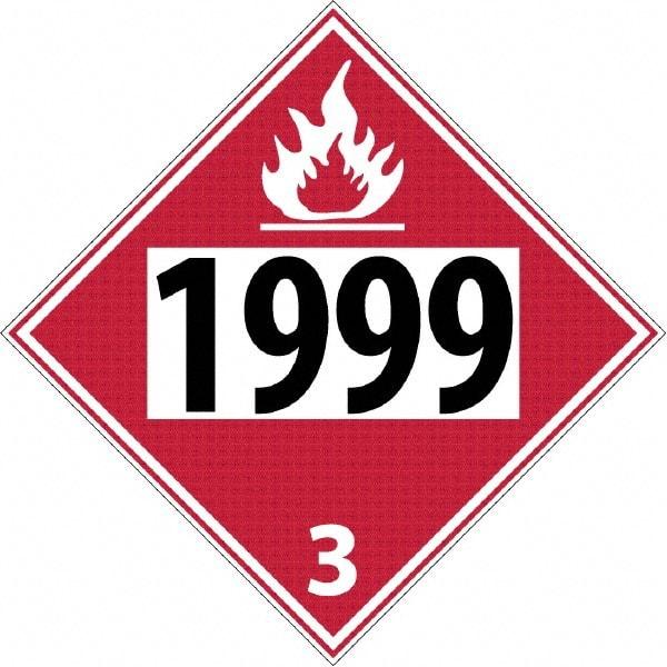 NMC - DOT - Shipping & Vehicle - 1999, 10-3/4" Wide x 10-3/4" High, Rigid Plastic Placard - Black & Red on White, UV Resistant, Chemical Resistant, Graffiti Proof - Apex Tool & Supply