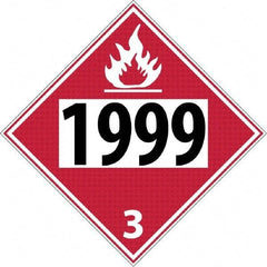 NMC - DOT - Shipping & Vehicle - 1999, 10-3/4" Wide x 10-3/4" High, Rigid Plastic Placard - Black & Red on White, UV Resistant, Chemical Resistant, Graffiti Proof - Apex Tool & Supply