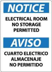 NMC - "Notice - Electrical Room - No Storage Permitted", 14" Long x 10" Wide, Pressure-Sensitive Vinyl Safety Sign - Rectangle, 0.004" Thick, Use for Accident Prevention - Apex Tool & Supply