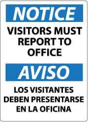 NMC - "Notice - Visitors Must Report to Office", 14" Long x 10" Wide, Rigid Plastic Safety Sign - Rectangle, 0.05" Thick, Use for Security & Admittance - Apex Tool & Supply