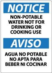 NMC - "Notice - Non-Potable Water - Not for Drinking or Cooking Use", 14" Long x 10" Wide, Aluminum Safety Sign - Rectangle, 0.04" Thick, Use for Hazardous Materials - Apex Tool & Supply