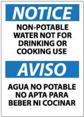 NMC - "Notice - Non-Potable Water - Not for Drinking or Cooking Use", 14" Long x 10" Wide, Aluminum Safety Sign - Rectangle, 0.04" Thick, Use for Hazardous Materials - Apex Tool & Supply