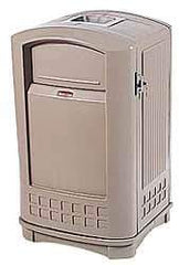 Rubbermaid - 50 Gal Beige Square Trash Can - Polyethylene, 42" High x 25" Long x 25" Wide - Apex Tool & Supply