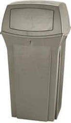 Rubbermaid - 35 Gal Beige Square Trash Can - Polyethylene, 41" High x 21-1/2" Long x 21-1/2" Wide - Apex Tool & Supply