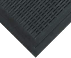 Wearwell - 5 Ft. Long x 3 Ft. Wide, Natural Rubber Surface, Raised Bars and Scrapers (Reversible) Entrance Matting - 5/16 Inch Thick, Outdoor, SBR Rubber, Black, 4 Edged Side, Series 224 - Apex Tool & Supply