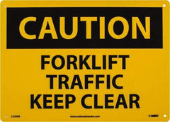 NMC - "Caution - Forklift Traffic - Keep Clear", 10" Long x 14" Wide, Rigid Plastic Safety Sign - Rectangle, 0.05" Thick, Use for Accident Prevention - Apex Tool & Supply