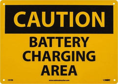 NMC - "Caution - Battery Charging Area", 10" Long x 14" Wide, Rigid Plastic Safety Sign - Rectangle, 0.05" Thick, Use for Accident Prevention - Apex Tool & Supply