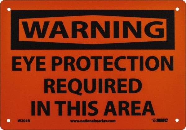 NMC - "Warning - Eye Protection Required in This Area", 7" Long x 10" Wide, Rigid Plastic Safety Sign - Rectangle, 0.05" Thick, Use for Accident Prevention - Apex Tool & Supply