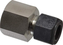 Parker - 1/2" OD, Stainless Steel Female Connector - 1-1/16" Hex, Comp x FNPT Ends - Apex Tool & Supply