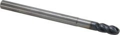 SGS - 7/16" Diam, 1" LOC, 4 Flute Solid Carbide Ball End Mill - AlTiN Finish, Single End, 6" OAL, 7/16" Shank Diam, Spiral Flute - Apex Tool & Supply