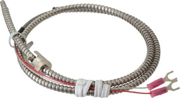 Thermo Electric - 32 to 900°F, J Universal Temp, Thermocouple Probe - 3 Ft. Cable Length, Stripped Ends with Spade Lugs, 1/4 Inch Probe Sheath Length, 1 Sec Response Time - Apex Tool & Supply