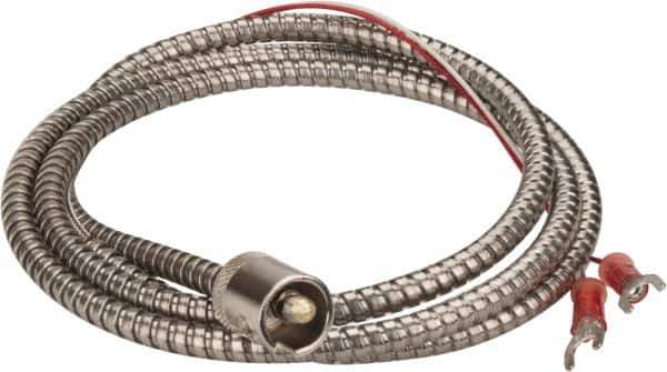 Thermo Electric - 32 to 900°F, J Universal Temp, Thermocouple Probe - 4 Ft. Cable Length, Stripped Ends with Spade Lugs, 1/4 Inch Probe Sheath Length, 1 Sec Response Time - Apex Tool & Supply