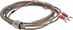 Thermo Electric - 32 to 900°F, J Universal Temp, Thermocouple Probe - 6 Ft. Cable Length, Stripped Ends with Spade Lugs, 1/4 Inch Probe Sheath Length, 1 Sec Response Time - Apex Tool & Supply