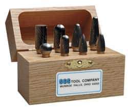 SGS Pro - 8 Piece, 3/16" Shank Burr Set - Tungsten Carbide, Multiple Head Shape - Apex Tool & Supply