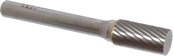 SGS Pro - 3/8" Cut Diam, 1/4" Shank Diam, Cylinder Head Single Cut Burr - Carbide, Flat End, 3/4" LOC, 2-1/2" OAL - Apex Tool & Supply