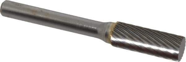 SGS Pro - 3/8" Cut Diam, 1/4" Shank Diam, Cylinder Head Single Cut Burr - Carbide, Flat End, 1" LOC - Apex Tool & Supply