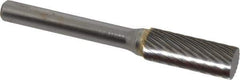 SGS Pro - 3/8" Cut Diam, 1/4" Shank Diam, Cylinder Head Single Cut Burr - Carbide, Flat End, 1" LOC - Apex Tool & Supply