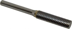 SGS Pro - 3/8" Cut Diam, 1/4" Shank Diam, Cylinder Head Single Cut Burr - Carbide, Flat End, 1-1/2" LOC - Apex Tool & Supply