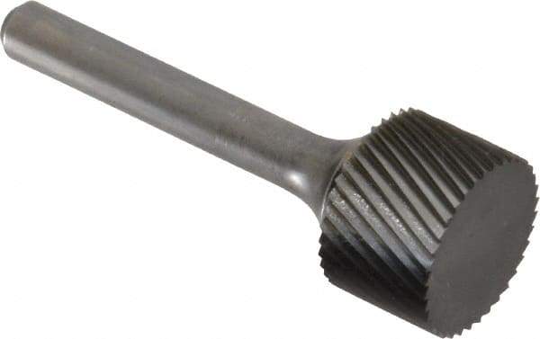 SGS Pro - 3/4" Cut Diam, 1/4" Shank Diam, Cylinder Head Single Cut Burr - Carbide, Flat End, 1/2" LOC - Apex Tool & Supply