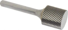 SGS Pro - 3/4" Cut Diam, 1/4" Shank Diam, Cylinder Head Single Cut Burr - Carbide, Flat End, 3/4" LOC, 2-1/2" OAL - Apex Tool & Supply