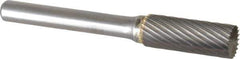 SGS Pro - 3/8" Cut Diam, 1/4" Shank Diam, Cylinder with End Cut Head Single Cut Burr - Carbide, End Cut End, 1" LOC - Apex Tool & Supply