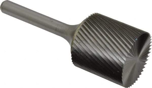 SGS Pro - 1" Cut Diam, 1/4" Shank Diam, Cylinder with End Cut Head Single Cut Burr - Carbide, End Cut End, 1" LOC, 2-3/4" OAL - Apex Tool & Supply