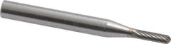 SGS Pro - 1/8" Cut Diam, 1/4" Shank Diam, Cylinder with Radius Head Single Cut Burr - Carbide, Radius End, 1/2" LOC - Apex Tool & Supply