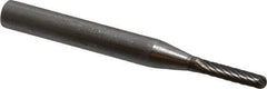 SGS Pro - 1/8" Cut Diam, 1/4" Shank Diam, Cylinder with Radius Head Single Cut Burr - Carbide, Radius End, 5/8" LOC - Apex Tool & Supply