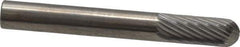 SGS Pro - 1/4" Cut Diam, 1/4" Shank Diam, Cylinder with Radius Head Single Cut Burr - Carbide, Radius End, 5/8" LOC, 2" OAL - Apex Tool & Supply