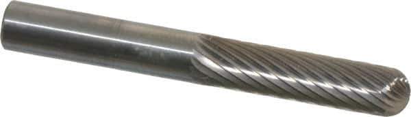 SGS Pro - 1/4" Cut Diam, 1/4" Shank Diam, Cylinder with Radius Head Single Cut Burr - Carbide, Radius End, 1" LOC, 2" OAL - Apex Tool & Supply