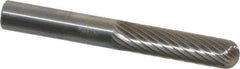 SGS Pro - 1/4" Cut Diam, 1/4" Shank Diam, Cylinder with Radius Head Single Cut Burr - Carbide, Radius End, 1" LOC, 2" OAL - Apex Tool & Supply