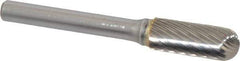 SGS Pro - 3/8" Cut Diam, 1/4" Shank Diam, Cylinder with Radius Head Single Cut Burr - Carbide, Radius End, 1" LOC - Apex Tool & Supply