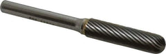 SGS Pro - 3/8" Cut Diam, 1/4" Shank Diam, Cylinder with Radius Head Single Cut Burr - Carbide, Radius End, 1-1/2" LOC - Apex Tool & Supply