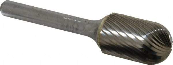SGS Pro - 5/8" Cut Diam, 1/4" Shank Diam, Cylinder with Radius Head Single Cut Burr - Carbide, Radius End, 1" LOC, 2-3/4" OAL - Apex Tool & Supply