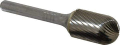 SGS Pro - 5/8" Cut Diam, 1/4" Shank Diam, Cylinder with Radius Head Single Cut Burr - Carbide, Radius End, 1" LOC, 2-3/4" OAL - Apex Tool & Supply