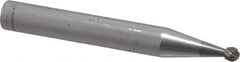 SGS Pro - 1/8" Cut Diam, 1/4" Shank Diam, Ball Head Single Cut Burr - Carbide, Radius End, 3/32" LOC - Apex Tool & Supply