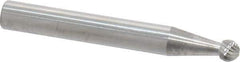 SGS Pro - 3/16" Cut Diam, 1/4" Shank Diam, Ball Head Single Cut Burr - Carbide, Radius End, 1/8" LOC - Apex Tool & Supply