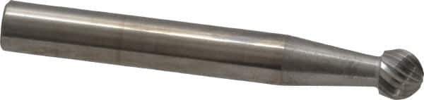 SGS Pro - 1/4" Cut Diam, 1/4" Shank Diam, Ball Head Single Cut Burr - Carbide, Radius End, 7/32" LOC - Apex Tool & Supply