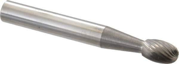 SGS Pro - 1/4" Cut Diam, 1/4" Shank Diam, Oval Head Single Cut Burr - Carbide, Radius End, 3/8" LOC - Apex Tool & Supply
