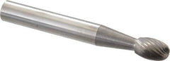 SGS Pro - 1/4" Cut Diam, 1/4" Shank Diam, Oval Head Single Cut Burr - Carbide, Radius End, 3/8" LOC - Apex Tool & Supply