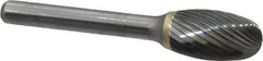 SGS Pro - 1/2" Cut Diam, 1/4" Shank Diam, Oval Head Single Cut Burr - Carbide, Radius End, 7/8" LOC - Apex Tool & Supply