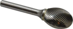 SGS Pro - 3/4" Cut Diam, 1/4" Shank Diam, Oval Head Single Cut Burr - Carbide, Radius End, 1" LOC - Apex Tool & Supply